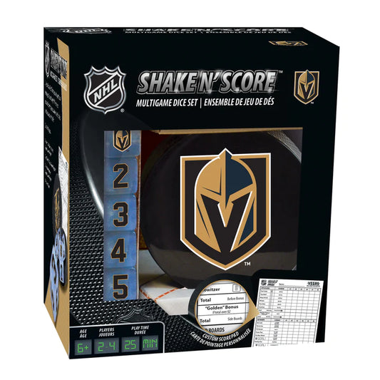 Golden Knights Dice Game: 7-piece set, team-specific cup, dice, scorepad. Ages 6+. Officially licensed NHL. Hand-painted graphics.