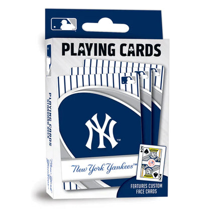 "New York Yankees Playing Cards by Masterpieces, featuring custom team-themed designs, perfect for fans to enjoy their favorite card games."