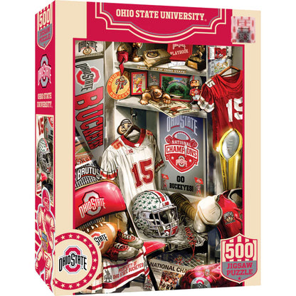 Ohio State Buckeyes NCAA Locker Room Jigsaw Puzzle, 500 pieces, 15"x21", officially licensed by NCAA, made by Masterpieces, brand new.