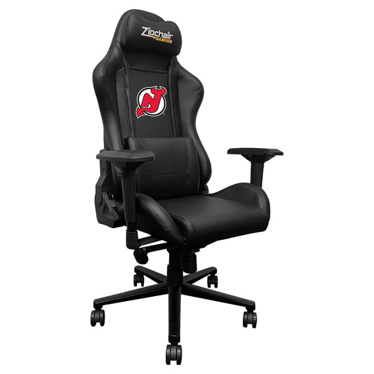 New Jersey Devils Xpression Pro gaming chair with aluminum base, 4D arms, magnetic pillows