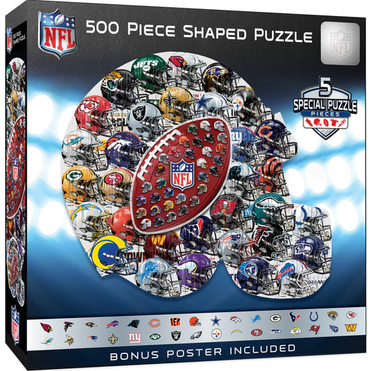  NFL Helmet Drip Art Puzzle: 500 pieces, 30" x 18". Officially licensed by the NFL. Masterpieces for football fans' ultimate enjoyment!