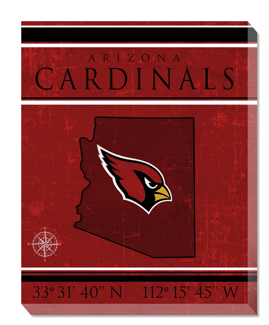 Arizona Cardinals Coordinates 16" x 20" Canvas Sign by Fan Creations