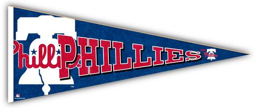 Made in USA Philadelphia Phillies Wood Pennant - 24" long, 100% MDF, high definition team logo and colors. For indoor use, by Fan Creations.