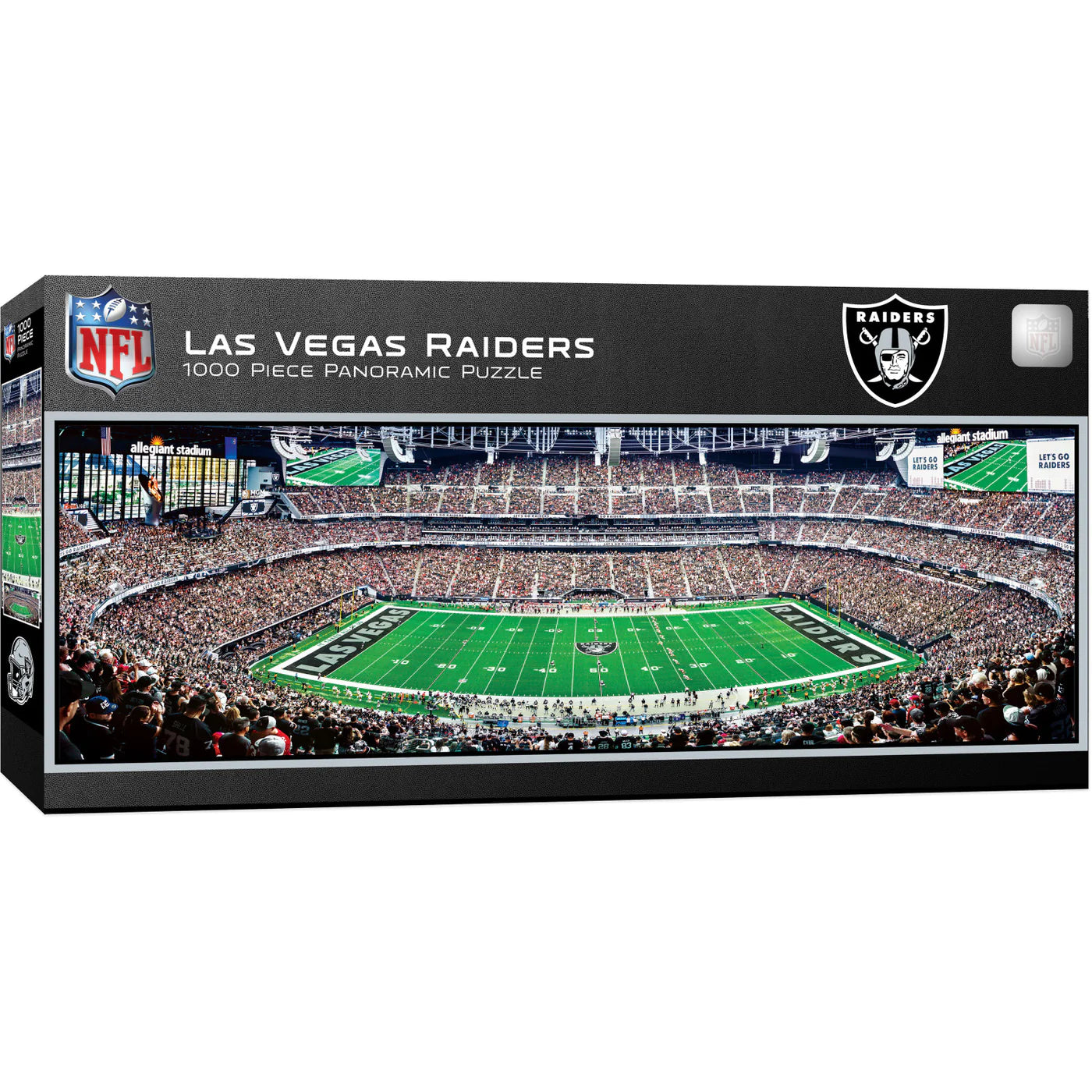 Las Vegas Raiders Panoramic Jigsaw Puzzle - Center View, 1000 pieces, brand new, measures 13" x 39", officially licensed by the NFL, made by Masterpieces.