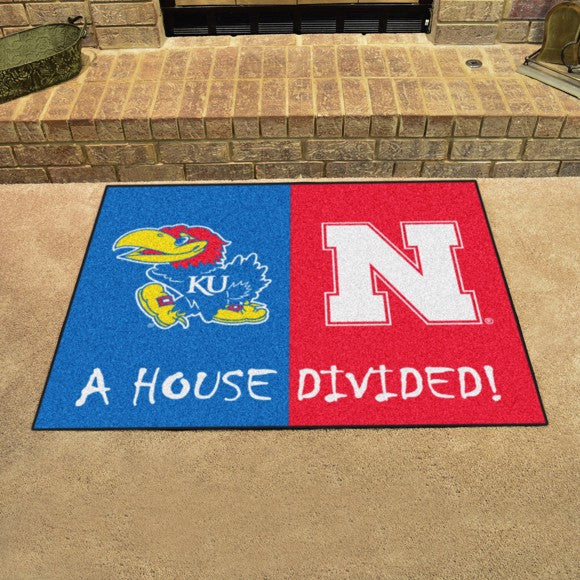 House Divided - Kansas Jayhawks / Nebraska Cornhuskers Mat / Rug by Fanmats