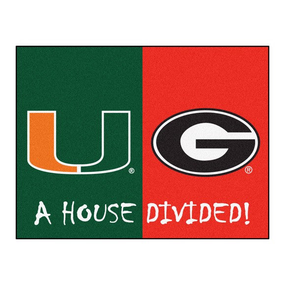 House Divided - Miami Hurricanes / Georgia Bulldogs Mat / Rug by Fanmats