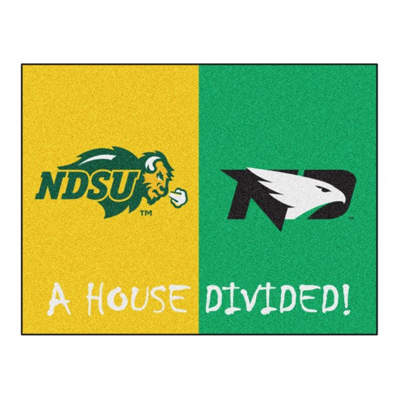 House Divided - North Dakota State Bisons / North Dakota Fighting Hawks Mat/ Rug by Fanmats