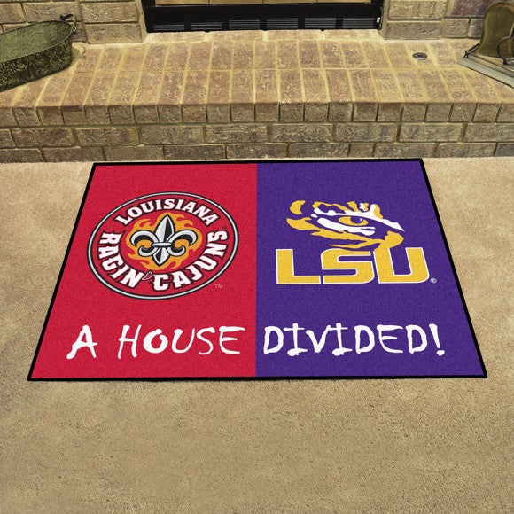 House Divided - Louisiana - Lafayette Ragin' Cajuns / LSU Tigers Mat / Rug by Fanmats
