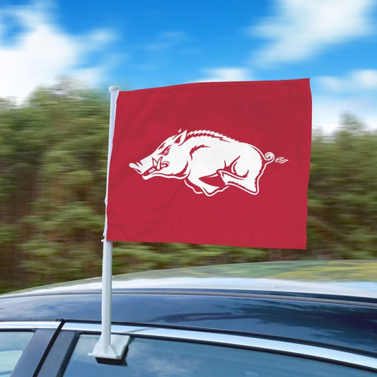 Arkansas Razorbacks NCAA Logo Car Flag - Officially Licensed, 11" x 15", Durable Nylon, Team Colors