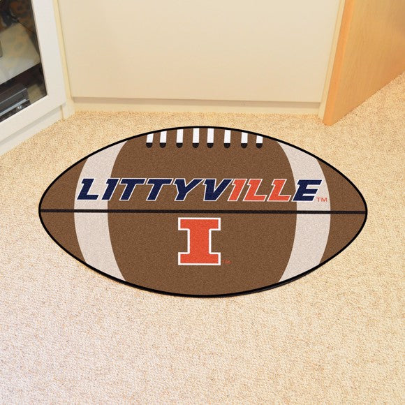 Illinois Football Mat {"Littyville" Alternate Logo} Football Rug / Mat by Fanmats