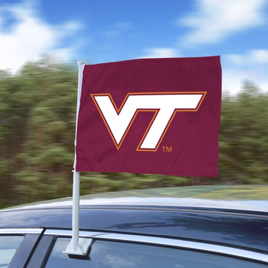 Virginia Tech Hokies Car Flag: 11"x15" nylon flag with team logo/colors, durable stitching, easy installation, made by Fanmats.