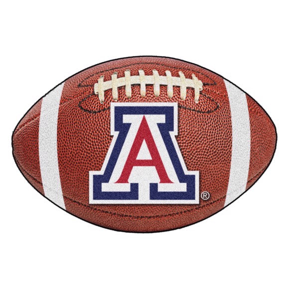 Arizona Wildcats football shaped rug with "A" logo