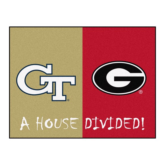 House Divided - Georgia Tech Yellow Jackets  / Georgia Bulldogs Mat / Rug by Fanmats