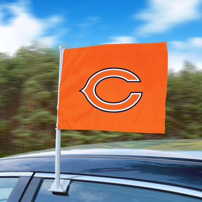 Chicago Bears Logo Car Flag - 11" x 15", Durable Nylon, Team Colors, Easy Installation