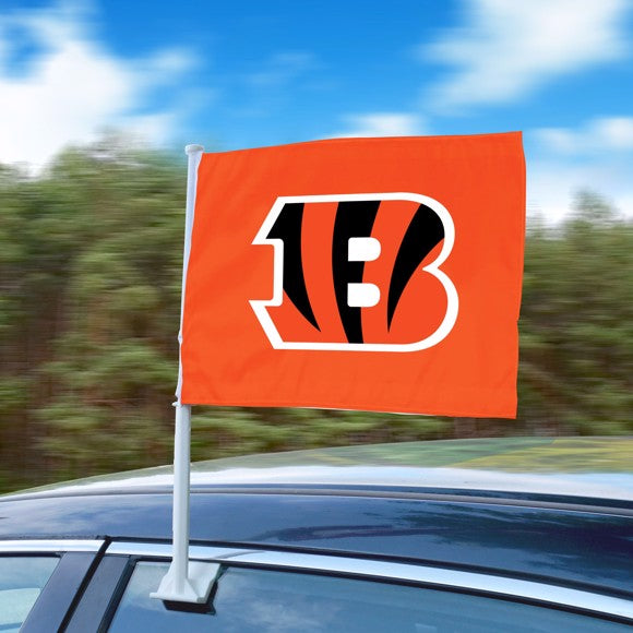 Cincinnati Bengals Logo Car Flag - 11" x 15", Durable Nylon, Team Colors, Easy Installation