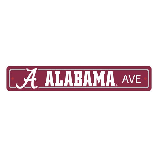 Alabama Crimson Tide Street Sign: Official NCAA licensed, 4x24" plastic, vibrant colors, 2 pre-drilled holes, indoor/outdoor.