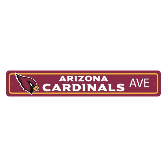 Arizona Cardinals NFL Street Sign: Made in USA, 4x24" plastic, durable, vibrant colors, 2 pre-drilled holes, indoor/outdoor use.