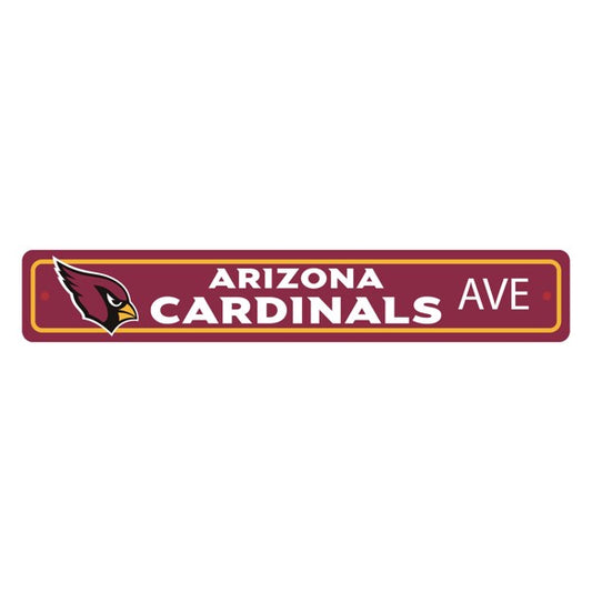 Arizona Cardinals NFL Street Sign: Made in USA, 4x24" plastic, durable, vibrant colors, 2 pre-drilled holes, indoor/outdoor use.