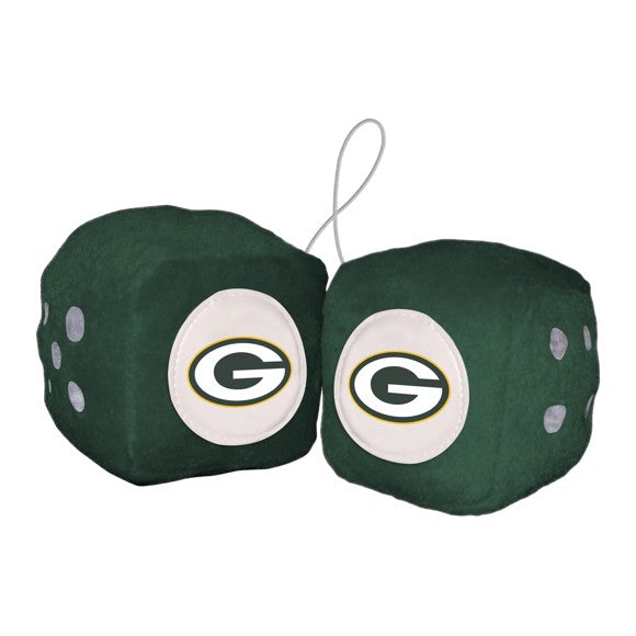 Green Bay Packers 3 inch green plush fuzzy dice