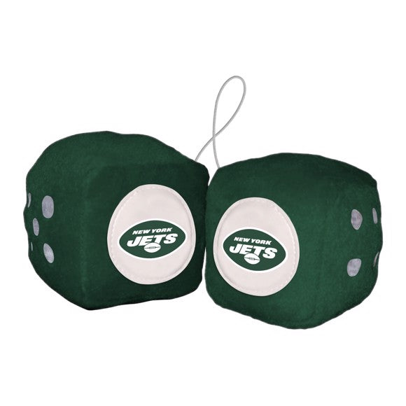 Jets Fuzzy Dice - Soft 3" cubes, team colors. NFL licensed by Fanmats. Ideal for car, home, or fan cave display!