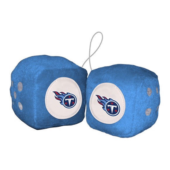 Titans Fuzzy Dice - 3" cubes, team colors. NFL licensed by Fanmats. Ideal for car, home, or fan cave display. Perfect football fan gift!