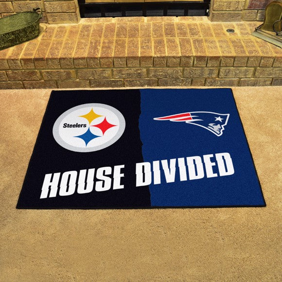 House Divided - Pittsburgh Steelers / New England Patriots Mat / Rug by Fanmats
