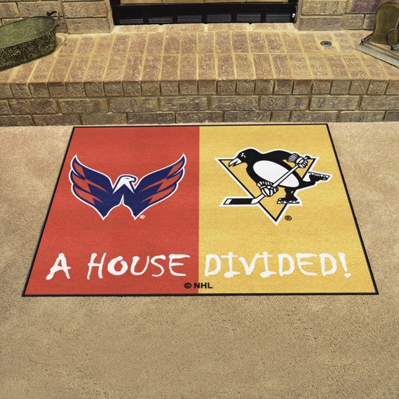 House Divided - Washington Capitals / Pittsburgh Penguins House Divided Mat /Rug