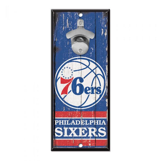Philadelphia 76ers 5" x 11" Bottle Opener Wood Sign by Wincraft