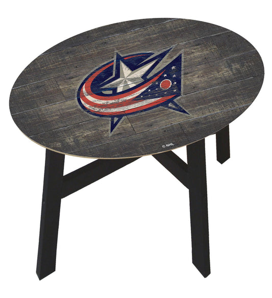 Columbus Blue Jackets Distressed Wood Side Table by Fan Creations