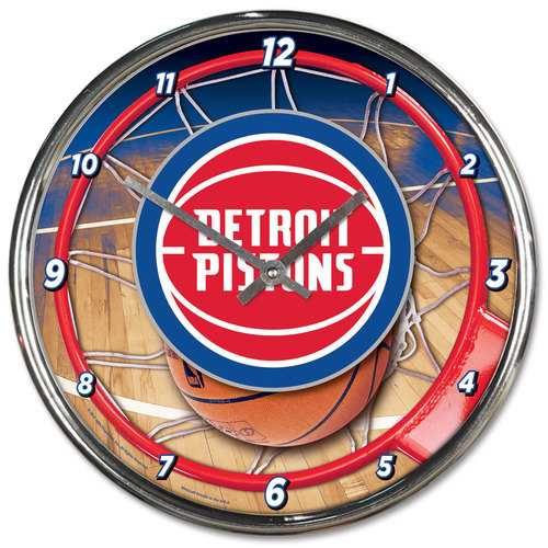 Detroit Pistons 12" Round Chrome Wall Clock by Wincraft