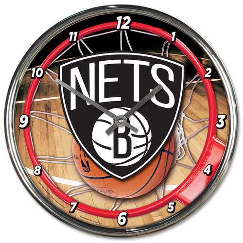 Brooklyn Nets 12" Round Chrome Wall Clock by Wincraft