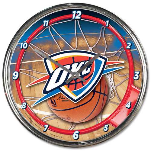 Oklahoma City Thunder 12" Round Chrome Wall Clock by Wincraft