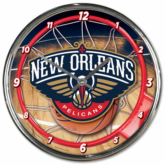 New Orleans Pelicans 12" Round Chrome Wall Clock by Wincraft