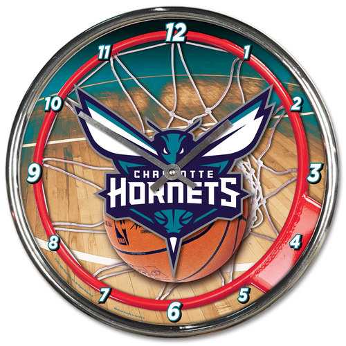 Charlotte Hornets 12" Round Chrome Wall Clock by Wincraft