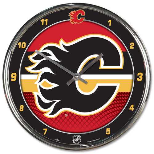 Calgary Flames 12" Round Chrome Wall Clock by Wincraft