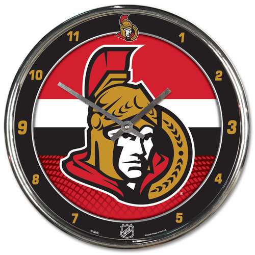 Ottawa Senators 12" Round Chrome Wall Clock