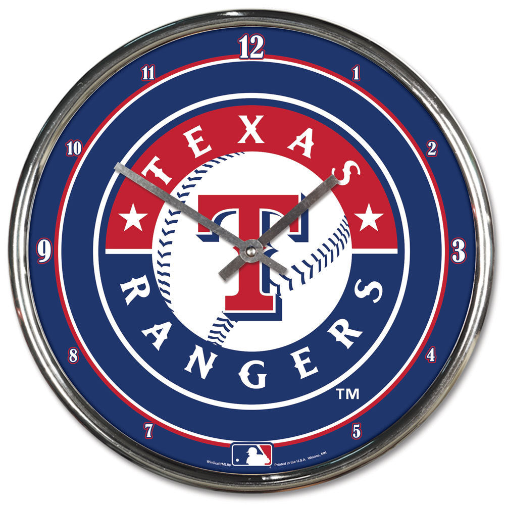 Texas Rangers 12" Round Chrome Wall Clock by Wincraft