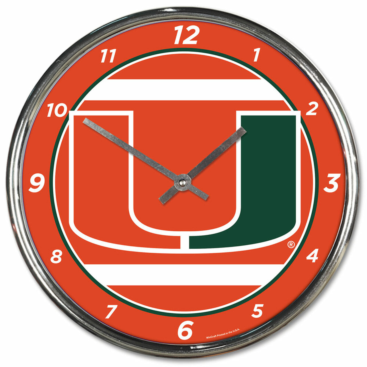 Miami Hurricanes 12" Round Chrome Wall Clock by Wincraft