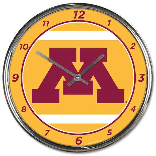 Minnesota Golden Gophers 12" Round Wall Chrome Clock