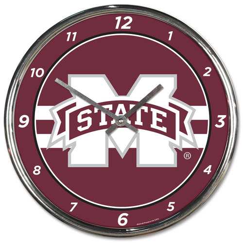 Mississippi State Bulldogs 12" Round Chrome Wall Clock by Wincraft