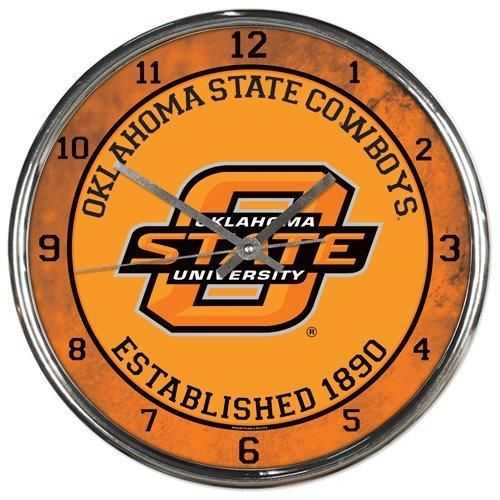 Oklahoma State Cowboys 12" Round Chrome Wall Clock