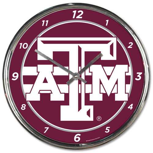 Texas A&M Aggies 12" Round Chrome Wall Clock
