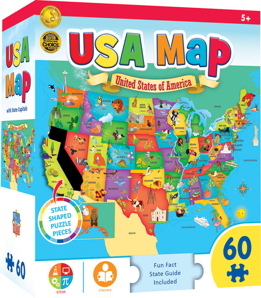 Explorer Kids - USA Map - 60 Piece Kids Jigsaw Puzzle by Masterpieces see