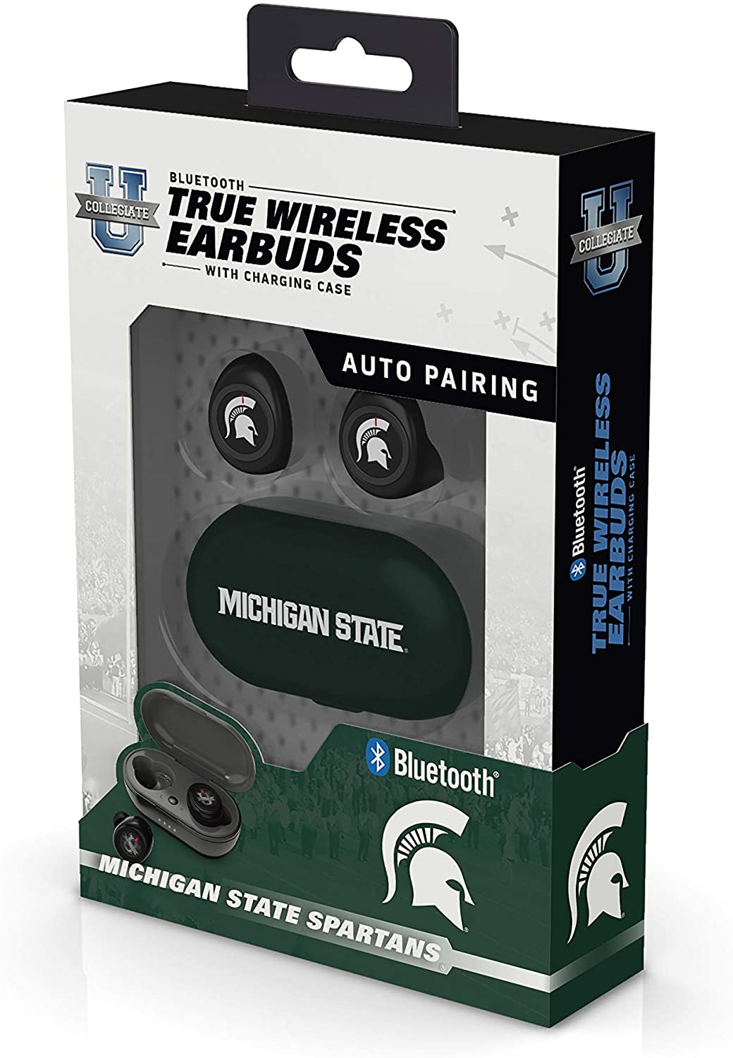Michigan Spartans True Wireless Bluetooth Earbuds w/Charging Case by Prime Brands