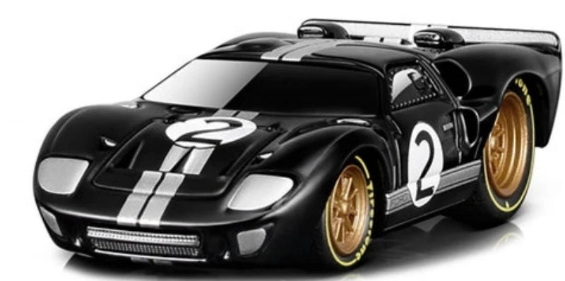 1966 Ford GT40 MKII #2 Black with Silver Stripes and Gold Wheels 1/64 Diecast Model Car by Muscle Machines