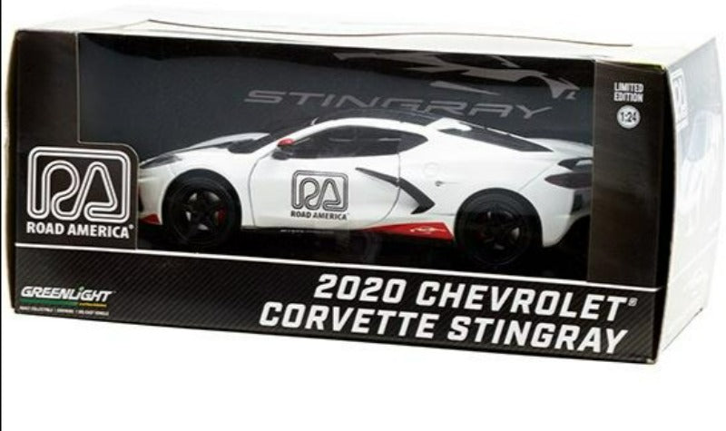 2020 Chevrolet Corvette C8 Stingray Coupe White Official Pace Car "Road America" 1/24 Diecast Model Car by Greenlight