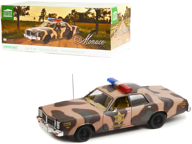 1978 Dodge Monaco Brown Camouflage "Hazzard County Sheriff" 1/18 Diecast Model Car by Greenlight