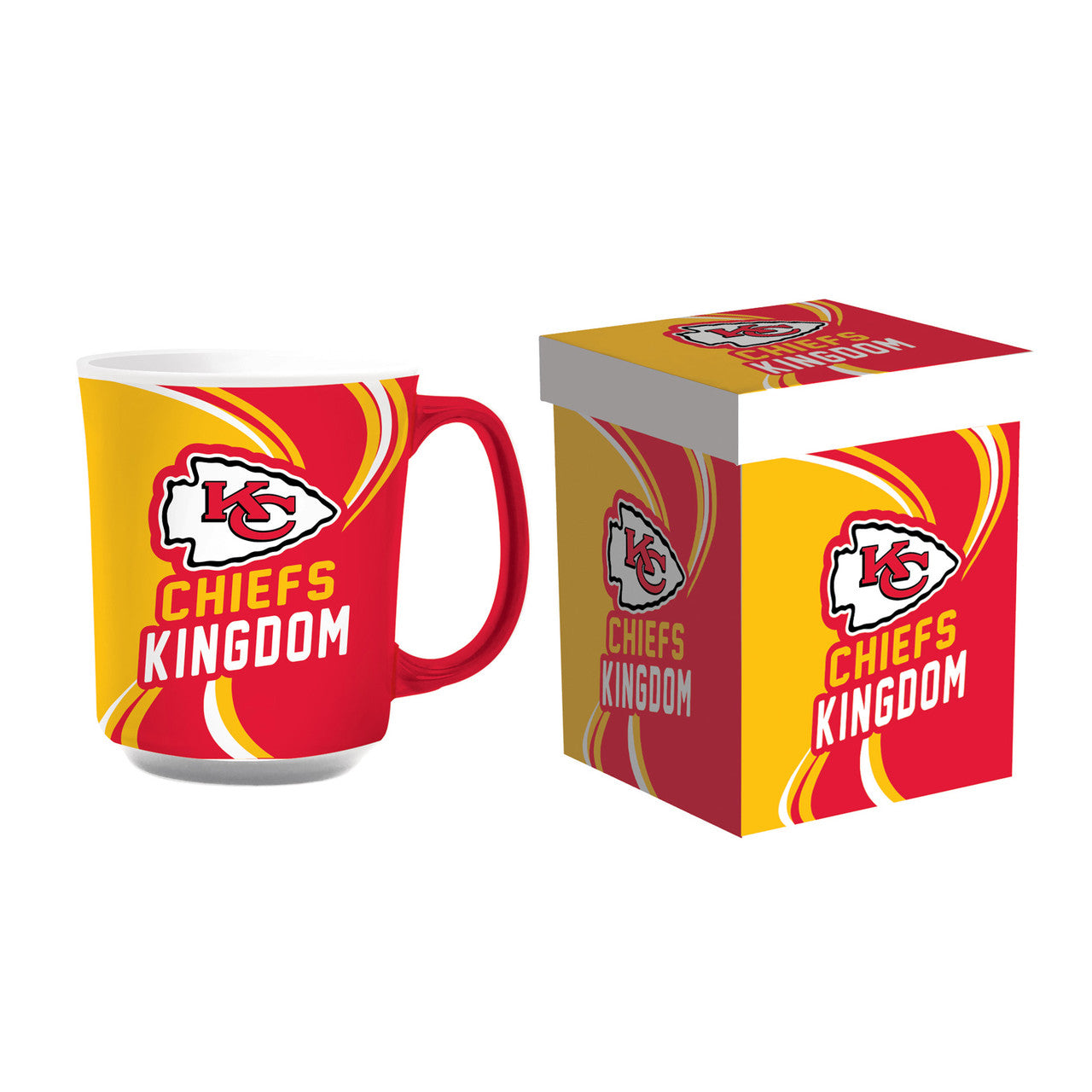 Chiefs 14oz Coffee Mug by Evergreen. Team colors, logo, microwave-safe. Officially licensed NFL gear.