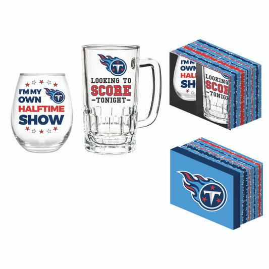 Tennessee Titans Boxed Drink Set -17oz Stemless Wine and 16oz Tankard by Evergreen