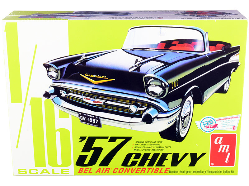 1957 Chevrolet Bel Air Black Convertible 1/16 Scale Model Kit